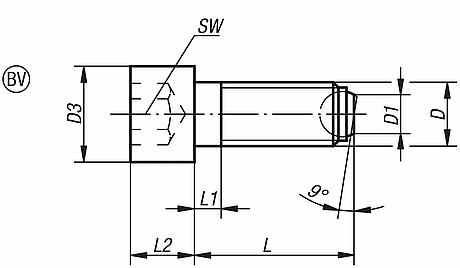 norelem - Free CAD models - BALL-END THRUST SCREW WITH HEAD, FORM:BV ...