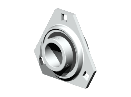 USPFT200T04, Mancal flangeado triangular de aço com três furos de fixação, no reengrasable, baja temperatura
