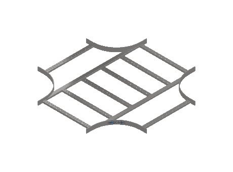 Flatbar Horizontal Cross Equal - 2FBS4-24X24L12-HC-MS