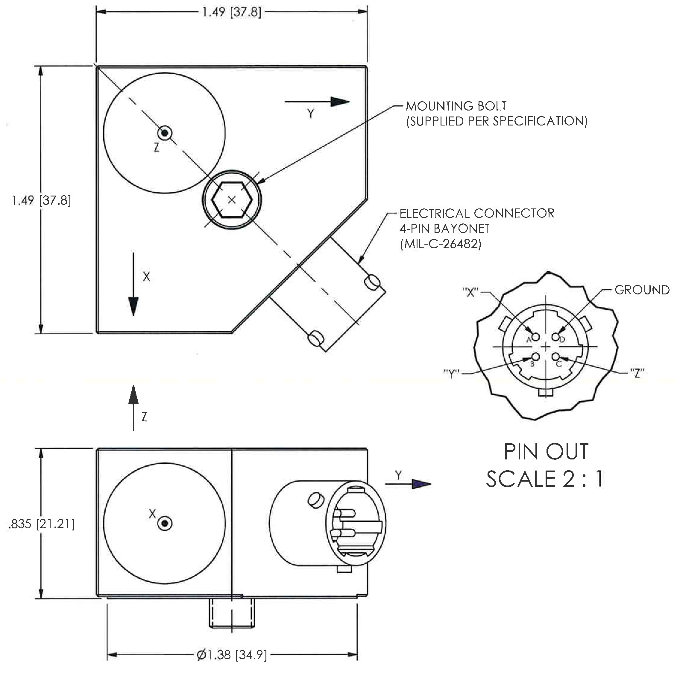Axcellometer Pin Digram PCB Piezotronics - Ücretsiz CAD modelleri - piezoelectric accelerometer ...