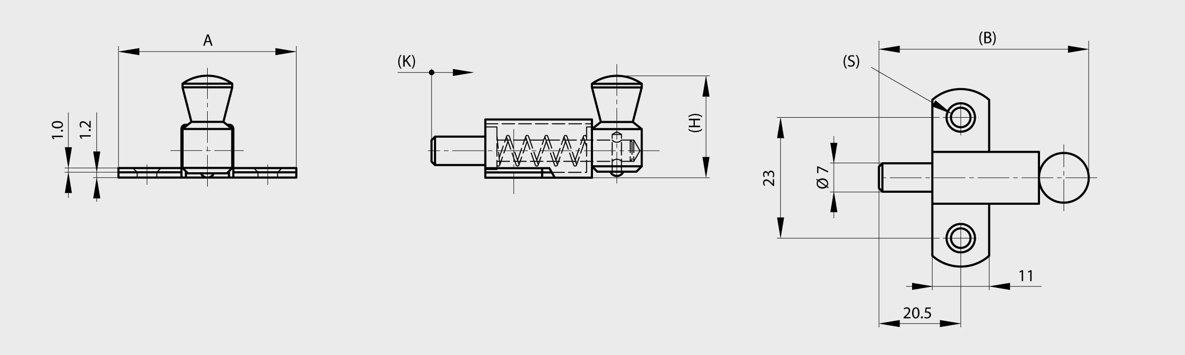 PINET INDUSTRIE - Free CAD models - Springloaded latch with round bolt ...