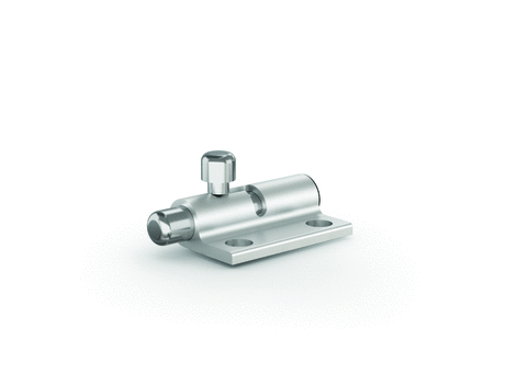 Springloaded bolt with locking system in aluminium