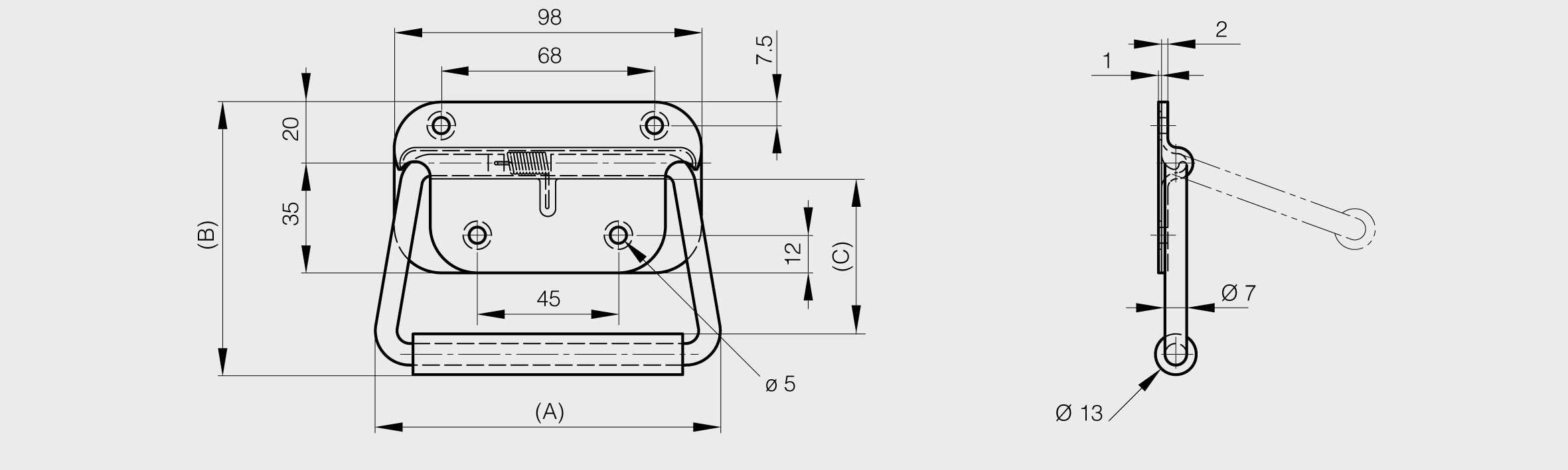 Spring Loaded Cad Assembly PINET INDUSTRIE - Free CAD models - Spring loaded handles 110 mm - load ...
