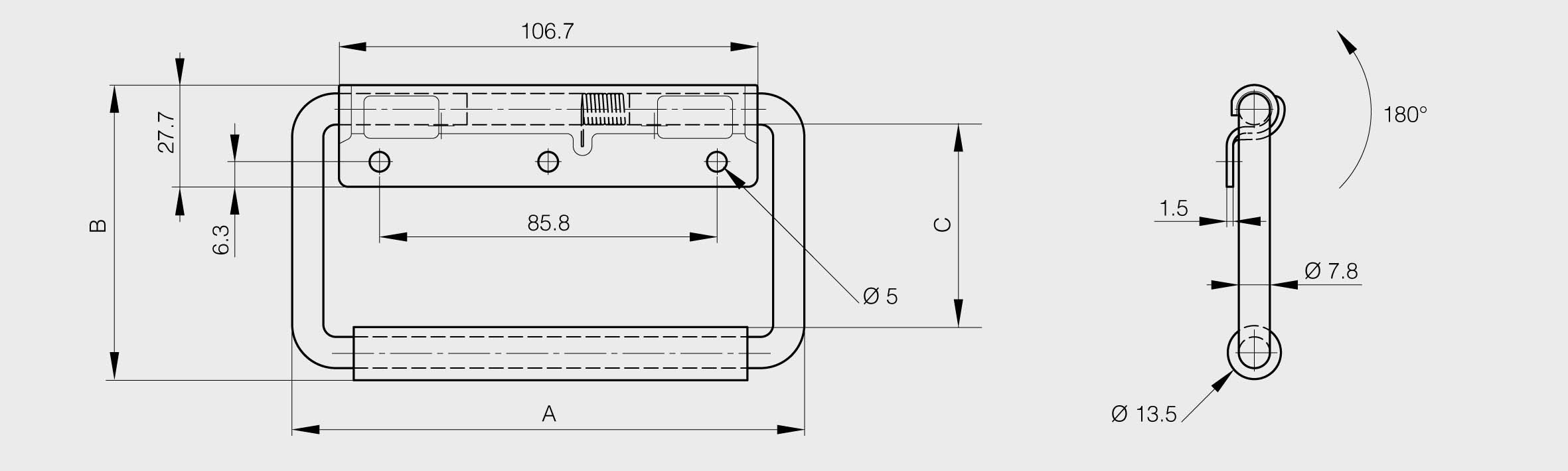 Spring Loaded Cad Assembly PINET INDUSTRIE - Free CAD models - Spring loaded handles - load 34 kg ...