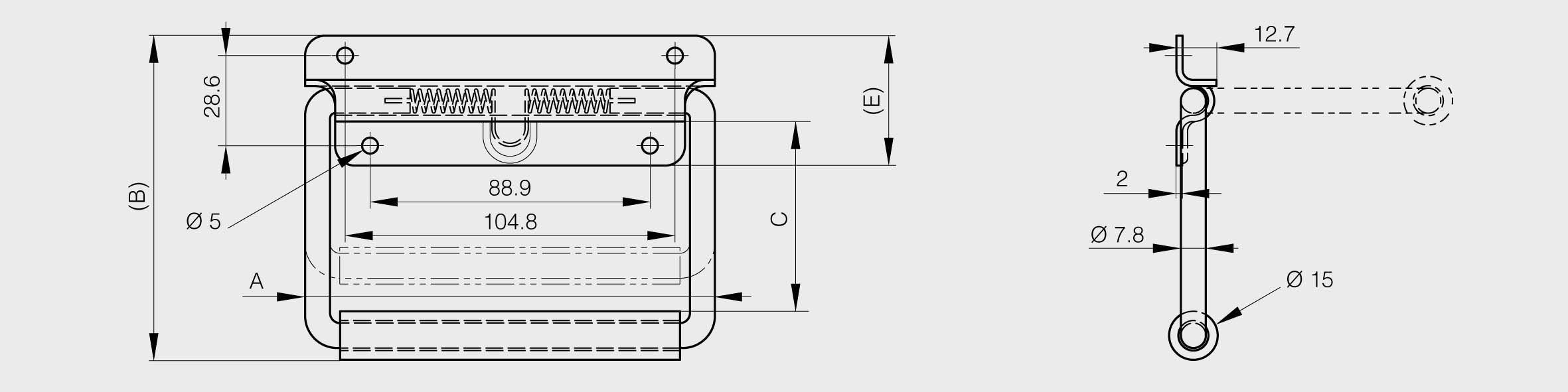 Spring Loaded Cad Assembly PINET INDUSTRIE - Free CAD models - Spring loaded handles 130.3 mm ...