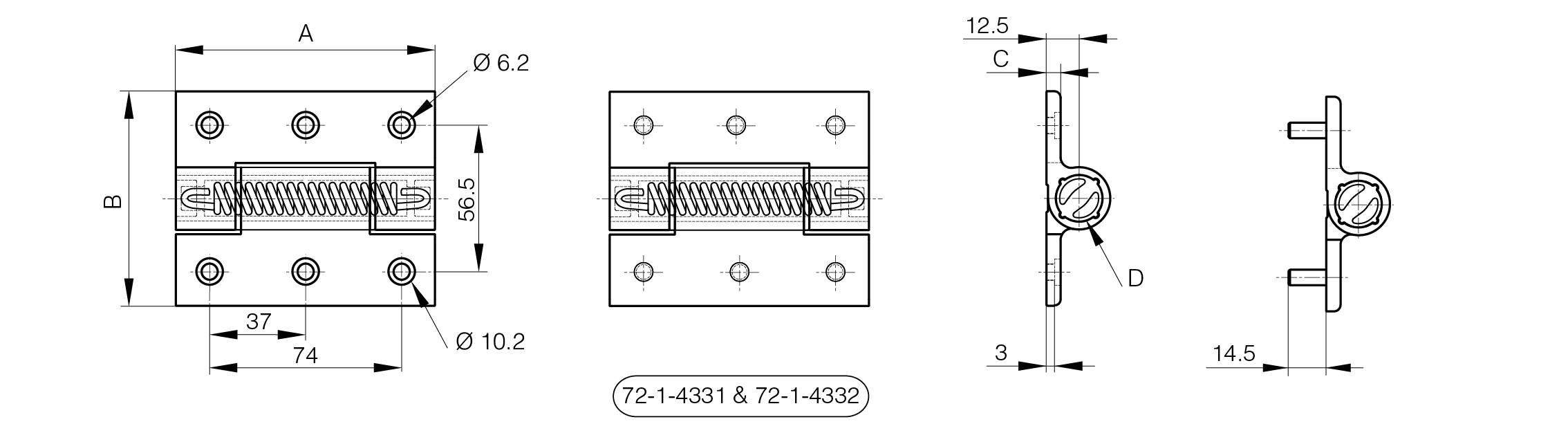 Spring Hinge Autocad PINET INDUSTRIE - Free CAD models - Spring hinges - aluminium profile 3 ...