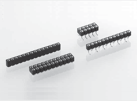 SMD socket connector 2.54 mm, single row, perpendicular mount with gull-wing terminations - Mating pin Ø 0.47 mm