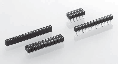 SMD socket connector 2.54 mm, low profile, single row, perpendicular mount with self-levelling floating contacts
