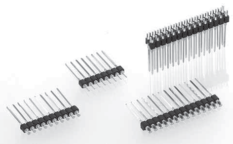 Turret head strip 2.54 mm with wire-wrap termination, single row