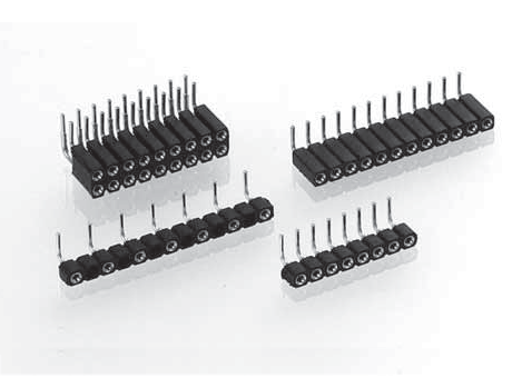 Right angle socket connector 2.54 mm, solder tail, double row