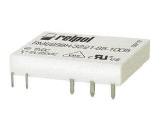 Miniature PCB power relays, Contacts: 1 CO, 1 NO; rated load AC1 – 6 A/250 V AC or 0,05 A/30 V AC; coils DC; for PCB and sockets