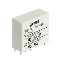 Miniature PCB power relays, Version 1 NO - AgSnO2 for special loads: resistance to inrush current 120 A (20 ms). Contacts: 1CO, 1NO, 1NC; rated load AC1 – 16 A/250 V AC; coils DC or DC – sensitive;for PCB and sockets