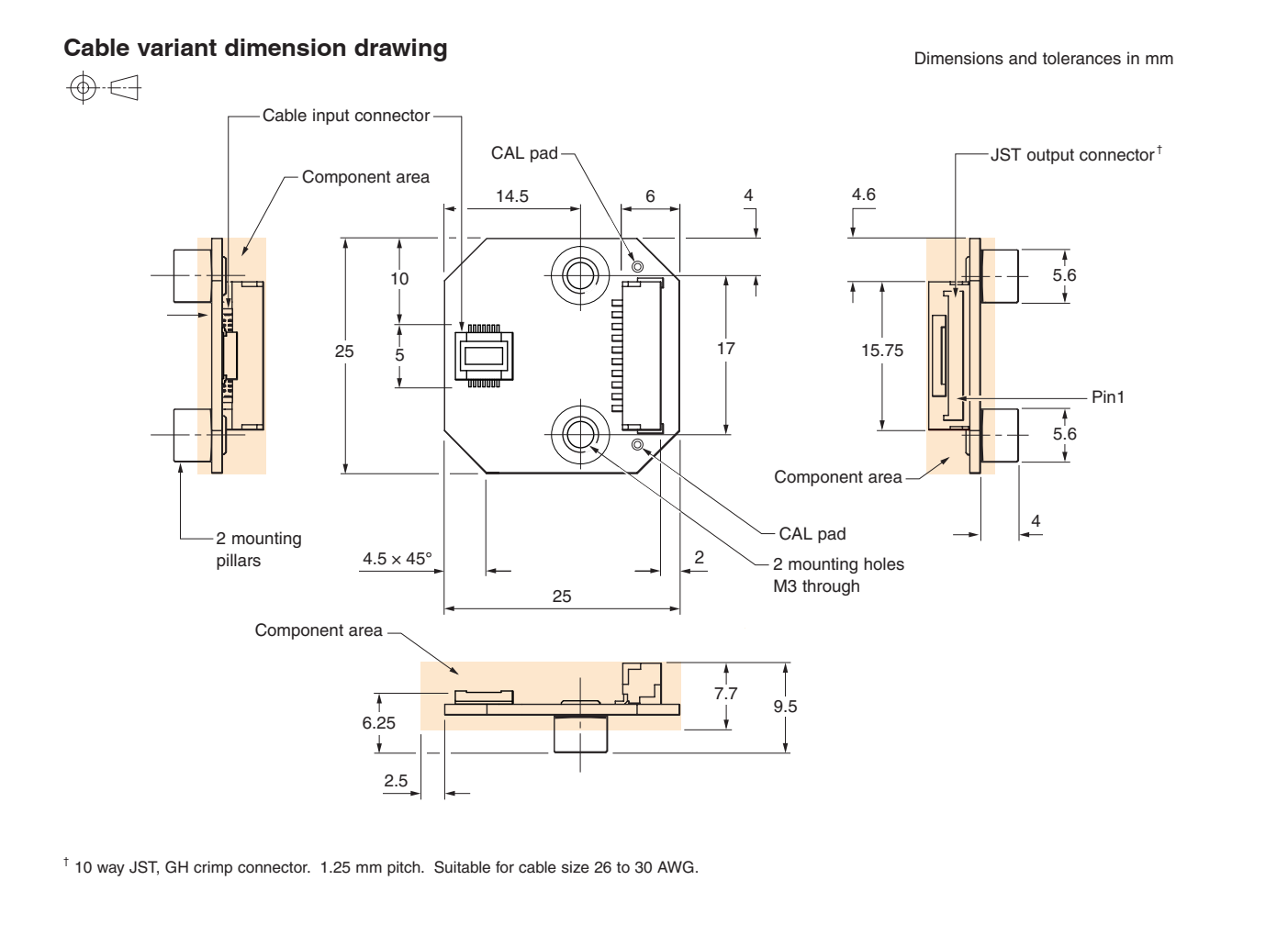 Dimensional drawing - cable variant