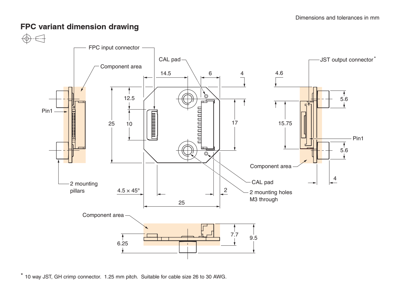Dimensional drawing - FPC variant