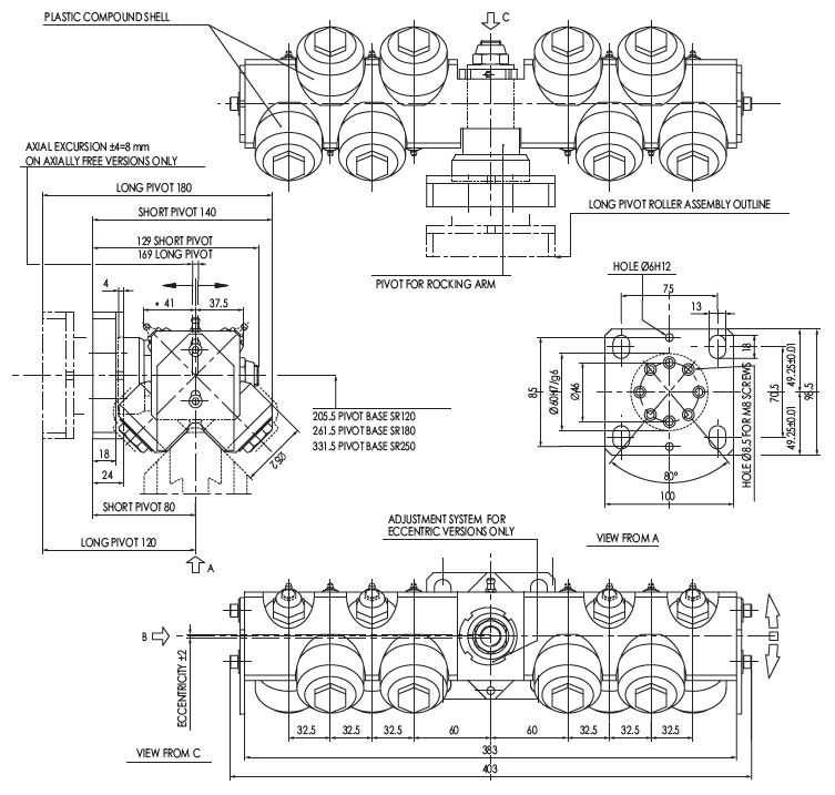 ROLLON - Free CAD models - Floating roller assembly with 8 rollers ...