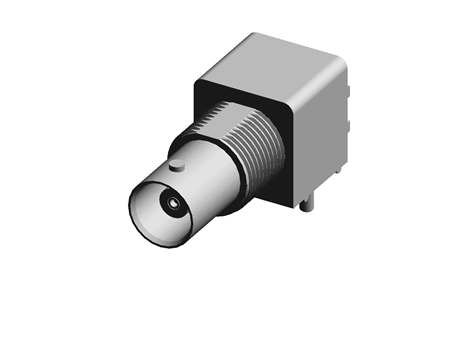 BNC Ni-pl r/a PCB socket, 50 ohm