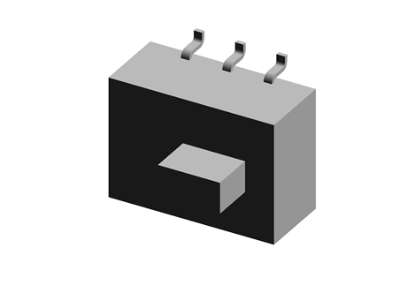 Interruptor de actuador deslizante DPDT, 250 mA a 125 V ac, actuador superior, Montaje superficial