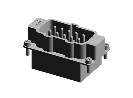 Han E Series 10 Way Male 16A Connector Kit, includes Hood, Insert