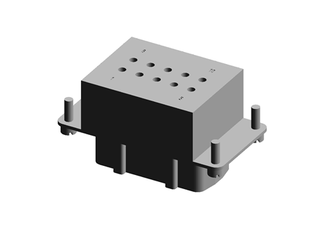 Han E Series 10 Way Female 16A Connector Kit, includes Hood, Insert