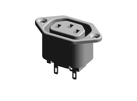 IEC Outlet;Flange Mnt;10A;2Brass/Tin Con