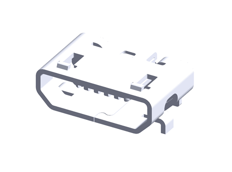 Molex 直角 母座 微型 USB 连接器, B型 v2.0, 30 V 交流, 1 A, 1.8 A 105017