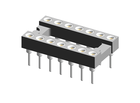 2.54mm PCB mount dual row IC socket, 14P