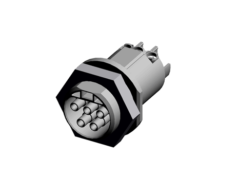Female panel mount M25, black
