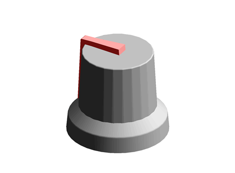 KNOB BLACK RED MARKER LINE 6MM SPLINED