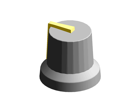 KNOB BLACK YELLOW MARKER LINE 6MM SPLIN.