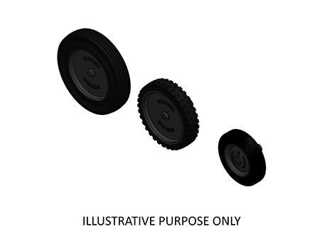 Manufactured with a solid rubber tread on an injected polypropylene core.