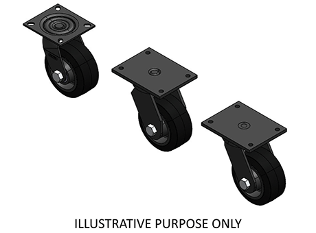 Swivel Caster WASTE DISPOSAL - B - MOLDED RUBBER