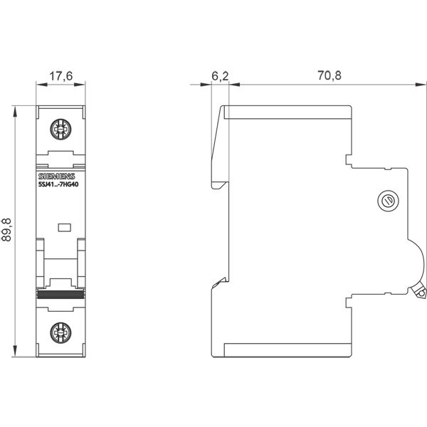 Siemens 5SY42327 Supplementary Protector, UL 1077 Rated, 2 Pole breaker, 32 Ampere MAXIMUM, Tripping Characteristic C, DIN rail mounted