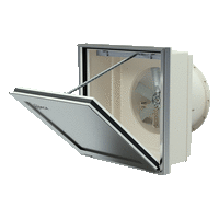 THT/WALL/IE5 - Wall-mounted dynamic exhaust fans with motorized hatch, for smoke extraction, 400 ºC/2h, and ultra-high efficiency IE5 motor