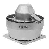 CVT - 400 ºC/2h centrifugal roof fans with vertical air outlet, aluminum hood