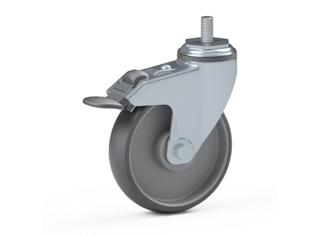 Single wheel swivel castor with total lock