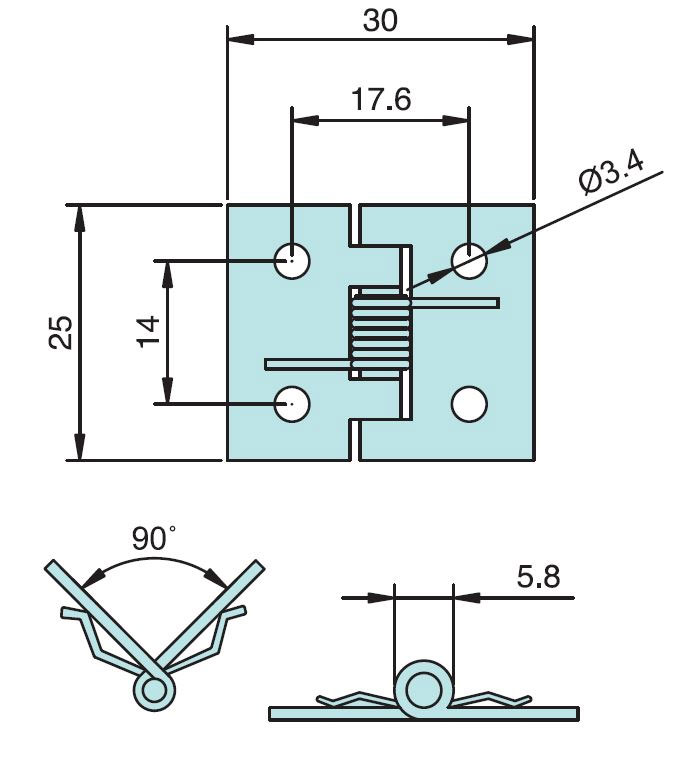 Spring Hinge Autocad TAI SAM CORPORATION - Free CAD models - Spring Loaded Mini Hinge ...