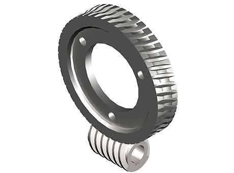 Worm Gear Set, Mountable wheel rim with hollow worm, 1 - 8 leads, modul 2,0 - 4,0