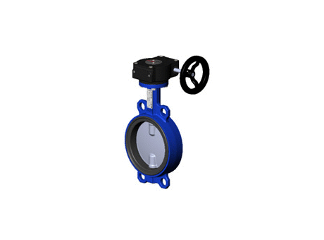 Wafer type butterfly valve – ductile iron body – stainless steel disc – gearbox operator