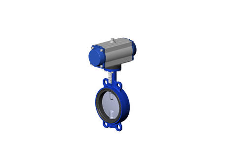 Wafer type butterfly valve – ductile iron body – stainless steel disc – double acting pneumatic actuator
