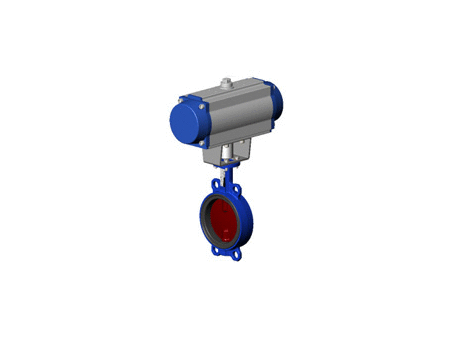 Wafer type butterfly valve – ductile iron body and disc – single acting pneumatic actuator NC
