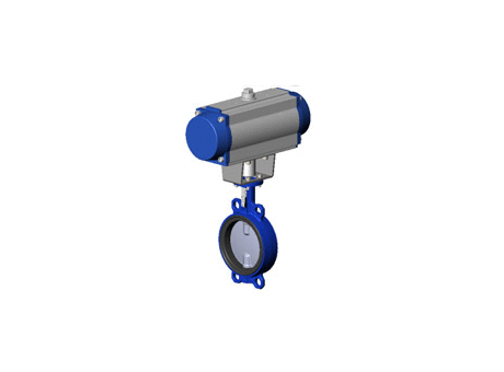 Wafer type butterfly valve – ductile iron body – stainless steel disc – single acting pneumatic actuator NC