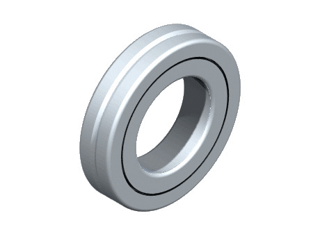 Inclined cylindrical roller bearing with two part outer ring