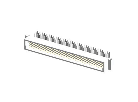 DIN 41612, type C, male, 32 to 96 pin, pitch 2,54 mm