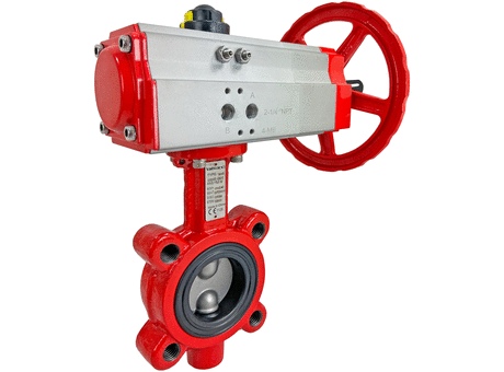2" Pneumatic/Manual Butterfly Valve, Lug, EPDM, Spring Return