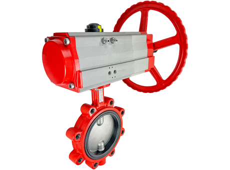 6" Pneumatic/Manual Butterfly Valve, Lug, EPDM, Spring Return