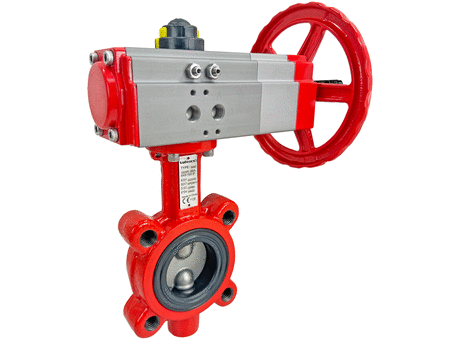 2" Pneumatic/Manual Butterfly Valve, Lug, NBR, Double Acting