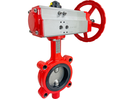 3" Pneumatic/Manual Butterfly Valve, Lug, FPM, Double Acting