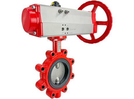 4" Pneumatic/Manual Butterfly Valve, Lug, FPM, Spring Return