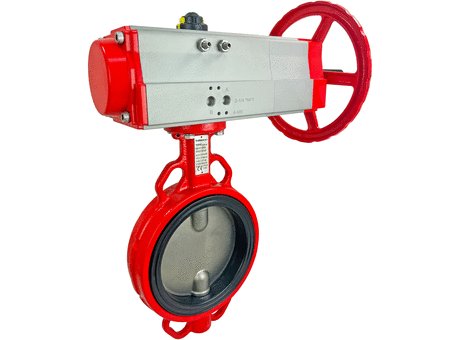 6" Pneumatic/Manual Butterfly Valve, Wafer, EPDM, Double Acting