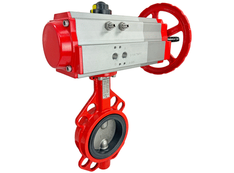 3" Pneumatic/Manual Butterfly Valve, Wafer, EPDM, Spring Return